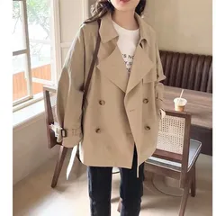 【М・L・XL】レディース ベージュ トレンチコート スプリングコート  秋冬春 ショート丈 ゆったり大きいサイズ ベージュ 通勤 大きめ 軽量 ベルト 防寒 ビジネス 可愛い お洒落 薄手  20代 30代 40代 50代 羽織り アウター 上着 小顔効果