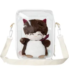 【特価商品】YUYAKESHI 痛バッグ 20-25cmぬいぐるみ用 外出 全透明 大容量 見せバッグ ショルダーバッグ 人形入れ ぬいば PVC 取り出し便利 クリア 25cm高