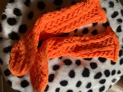 可愛い！！オレンジ/ピンク【レース☆スパイラルソックス】ラブリーサイズフリーな靴下★オーバーソックスにも！