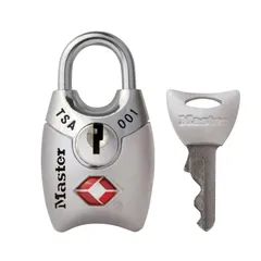 Master Lock(マスターロック) 南京錠 TSAロック 鍵式 小型 軽量 本体幅25mm 吊高内径14mm スーツケース 旅行鞄 海外旅行用鍵 防犯 4689JADSLV シルバー