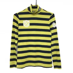 パーリーゲイツ 長袖ハイネックシャツ イエロー系×ネイビー ボーダー 微起毛  レディース 0(S) ゴルフウェア PEARLY GATES