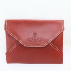 2507-27 ヴィヴィアンウエストウッド クラッチバッグ Vivienne Westwood レザー製 レッド