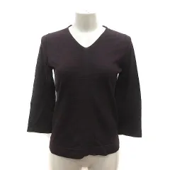 ニューヨーカー NEWYORKER ニット カットソー Vネック ウール 七分袖 L 紫 パープル /MS