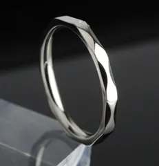 多面カット リング シルバー 7号～22号  ２mm 指輪 ステンレス