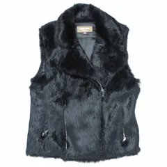 美品 ローズバッド ROSE BUD ラビット ファー ライダース ベスト ジップアップ 毛皮 ジャケット ノースリーブ ブルゾン アウター 上着 1 S 黒 ブラック/10 レディースのサムネイル