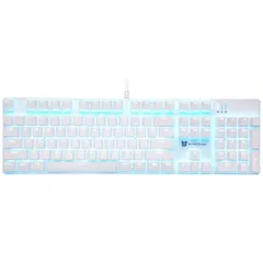 全104キーボード US配列 メカニカル式ゲーミングキーボード USB有線キーボード LEDバックライト付き Merdia (茶軸-ホワイト)