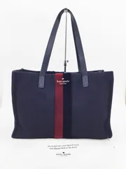 ケイトスペード ハンドバッグ 腕掛け キャンバス ネイビー
