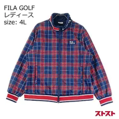 FILA GOLF フィラゴルフ 裏起毛 長袖ジャケット チェック柄 ネイビー系 4L [240101150702]