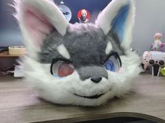 着ぐるみヘッド 猫 大垂れ耳 ミントグリーン 全頭ヘッド ケモノ
