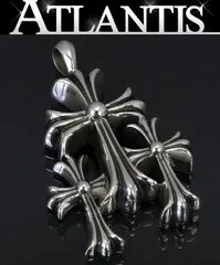CHROME HEARTS 銀座店 クロムハーツ スモール 3CH トリプル クロス ペンダント チャーム メンズ シルバー SV925 98655