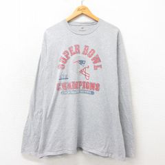 XL/古着 長袖 Tシャツ メンズ NFL ニューイングランドペイトリオッツ 大きいサイズ クルーネック グレー 霜降り アメフト スーパーボウル 2