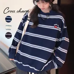 ビッグシルエット キャップロゴ ボーダー ロンT トレーナー TA465X