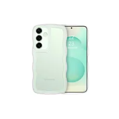 VENINGO Galaxy S25 ケース ギャラクシーS25 ケース クリア ウェーブ おしゃれ TPU+PC 韓国 かわいい 可愛い スマホケース 人気 シンプル 滑り止め 薄型 軽量 耐衝撃 指紋防止 レンズ保護 ストラップホール付き シリコン T 0