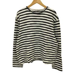 ザラ ZARA ワッフル L/S ボーダー クルーネック Tシャツ レディース import：S 