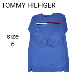 TOMMY HILFIGER トミーヒルフィガー トレーナー 長袖 ロング丈 サイドポケット ブルー 6サイズ 子供服