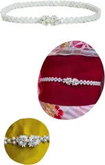 §Ｂｇ３ 帯締め パール 帯紐 浴衣 帯飾り 飾り紐 帯留め フェイクパール キラキラ 成人式 カエデノ葉(ホワイト)