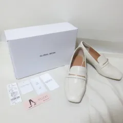D496　GLOBAL WORK　グローバルワーク　アイボリー　ラクッション　ヒールローファー　M　
