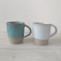 【お好きな組み合わせ2個】新品 日本製 益子焼 シンプル マグカップ ペア カップ ホワイト 青磁