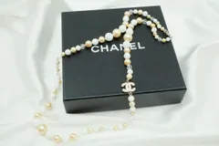 シャネル 03A ロング ネックレス ココマーク CCロゴ パール ビジュー アクセサリー 白 ホワイト CHANEL 3522j
