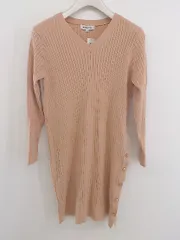 ◇ NATURAL BEAUTY BASIC Vネック 八分袖 リブニット セーター サイズM ピンク系 レディース P  【1301270001599】