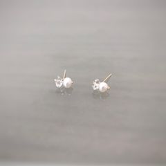 【14KGF】NY産ハーキマーダイヤモンド×淡水パールのミニピアス-2way