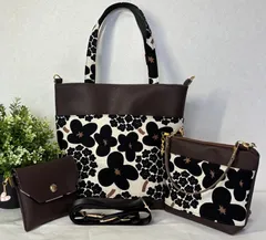 【裁縫ストア・ボヌール】大人かわいい　 北欧風　花柄　ブーケ　トートバック　ポーチ/サコッシュ　ショルダーバッグ　ミニポーチ　ポケットいっぱい　ハンドメイド　ショルダーストラップ付き　ゴージャス  / №500-473