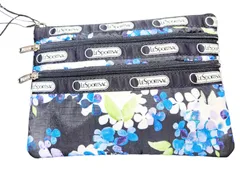 【未使用】レスポートサック　ポーチ 3zip　flower アジサイ　3段ポーチ