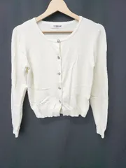 ◇ Θ MISCH MASCH ミッシュマッシュ ビジューボタン 長袖 カーディガン サイズM アイボリー レディース E  【1410230013760】