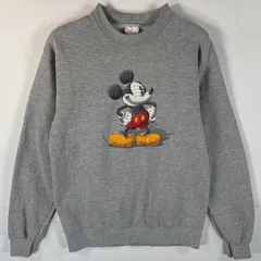 古着 ディズニー Disney スウェット ミッキーマウス クルーネック トレーナー プリントデザイン プルオーバー S  グレー メンズ