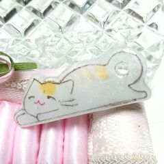 ヘアアクセサリー ヘアクリップ『うたた寝 猫』ホワイト219