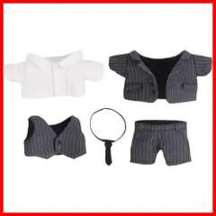 【速発送】nnns 20cm人形の服 綿人形の服 スーツ 上着+ワイシャツ+ベスト+ネクタイ+ズボン 5点セット 人形ベビー服 ストライプ ぬいぐるみ 用 20cm lck