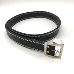 KCs ベルト ギャリソン ダブルステッチ レザー カジュアル タグ付き 牛革 オイルステアハイド 38インチ ブラック ケーシーズ 小物 B13780◆