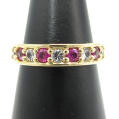 スタージュエリー STAR JEWELRY エタニティリング 10号 K18 カラーストーン ハーフエタニティ ファッションリング レディース 指輪 管理10468