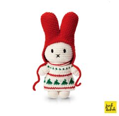 ミッフィーあみぐるみ　just dutchミッフィー【クリスマス・赤い帽子・ワンピース】オランダジャストダッチ　うさぎハンドメイド