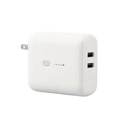 AC充電器一体モバイルバッテリー(5000mAh/12W/A×2) ELECOM エレコム DE-AC06-5000WF 【佐川急便にて5営業日以内発送】