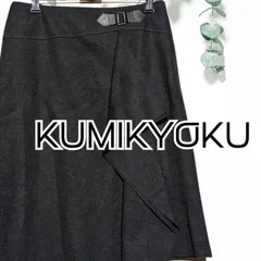 USED 組曲 スカート ラップ ブラック Mサイズ 膝下 オンワード樫山 古着 レディース KUMIKYOKU