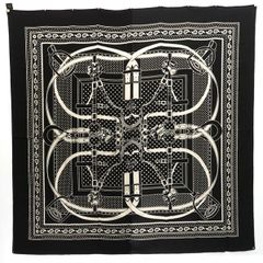 HERMES カレジェアン 140 Grand Manege グランマネージュ カシシル ストール カシミヤ シルク 黒 箱付 エルメス ◆送料込◆質屋-11033