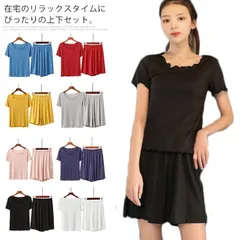 ルームウエア レディース 半袖tシャツ ショートパンツ 2点セット 上下セット セットアップ 部屋着 パジャマ フリル tシャツ ハーフパンツ シンプル 無地 薄手 夏服 夏物 送料無料 NYSI719