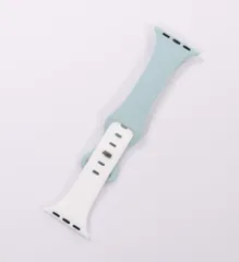 新品未使用 Apple Watch 42/41/40/38mm シリコン バンド グリーン ホワイト スリム 細い ツートン