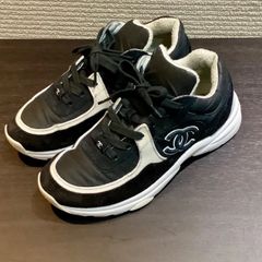 シャネル CHANEL Low Top Trainer ココマーク スニーカー シューズ 黒 ブラック 白 ホワイト [37] 約24cm G34360 N708/T4