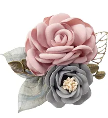 コサージュ 入学式 卒業式 卒園式 フォーマル スーツ 花 小さめ くすみからー ブローチ 結婚式 上品 ピン クリップ 2way (くすみピンク＆ニュアンスブルー)