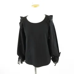 イング INGNI 袖割れトップス カットソー 長袖 レース 黒 M *A254 