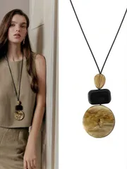 ジュエリー レディース ネックレス ペンダント 1個 ビンテージマラカイト レザー レジン タイダイ オーバル & 長方形ネックレス レディース用