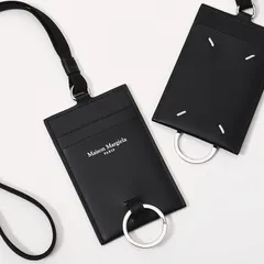 MAISON MARGIELA メゾン マルジェラ パスケース ロゴ レースカードホルダー SA1TZ0002 P5427 レディース ユニセックス ブラック ストラップ キーリング ロゴ