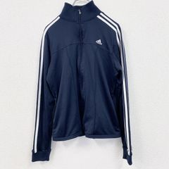古着 used　adidas　アディダス　長袖ロゴ刺繍ジャージ　フルジップ　スポーツ　レトロデザイン　青　ブルー　Lサイズ