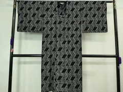 平和屋着物■極上　久留米絣　単衣　綿　道行コート　ロング丈　濃紺地　逸品　DZAA8455kh5