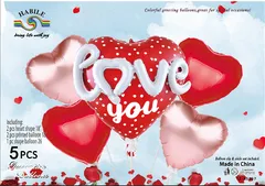 風船 アルミバルーン ハート Love you ホワイト 5点セット デコレーションセット 飾り付け 装飾