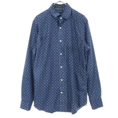 美品 Banana Republic バナナリパブリック 総柄 長袖 コットンシャツ S ブルー系 メンズ 古着