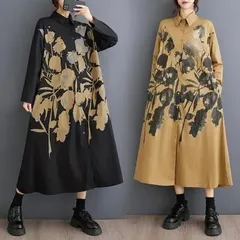 新品 2026新作 モード系　個性派　シャツ　春  ワンピース　大きいサイズ 配色 レディース 秋冬　ミモレ　春 新品 長袖