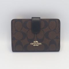 美品】COACH コーチ 二つ折り財布 ブラック シグネチャー エンボス